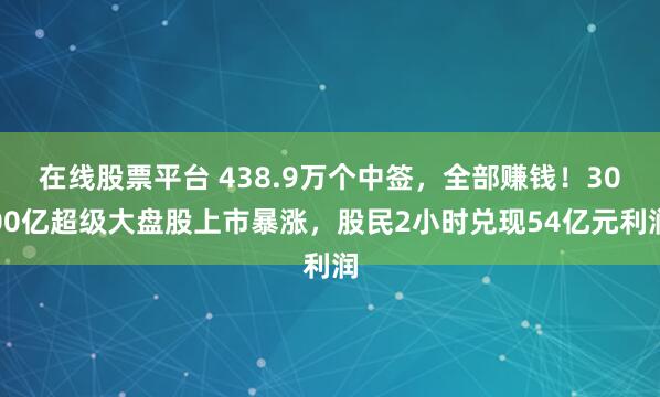 在线股票平台 438.9万个中签，全部赚钱！3000亿超级大盘股上市暴涨，股民2小时兑现54亿元利润